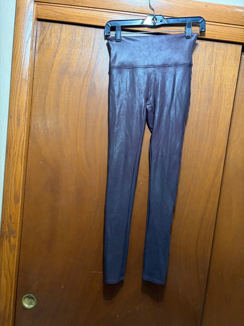 SPANX Shimmer Leggings Brown Small S High Rise Metallic Shine